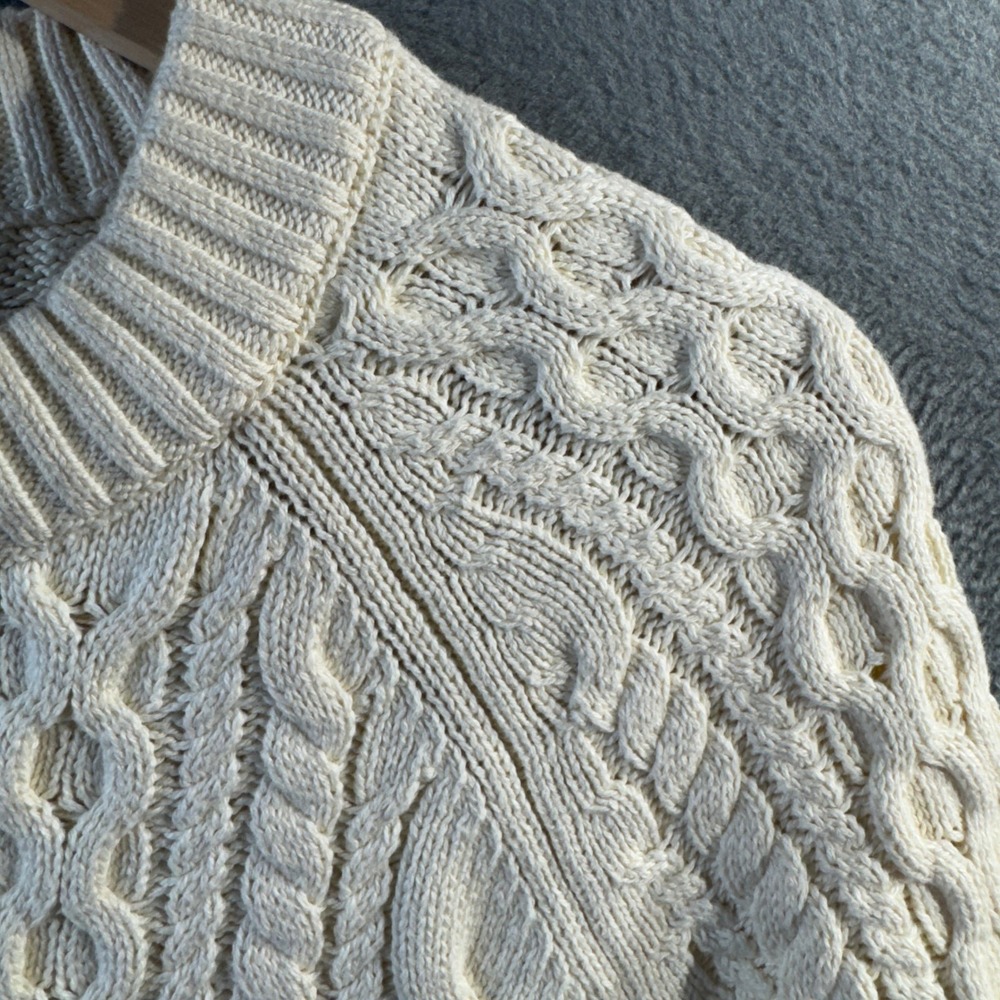J.Crew Womens Ivory Cotton Cable Knit Crewneck Sweater BV360 XS - Picture 6 of 10